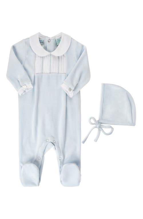 Feltman Brothers Velour Footie & Hat Set Blue at Nordstrom,