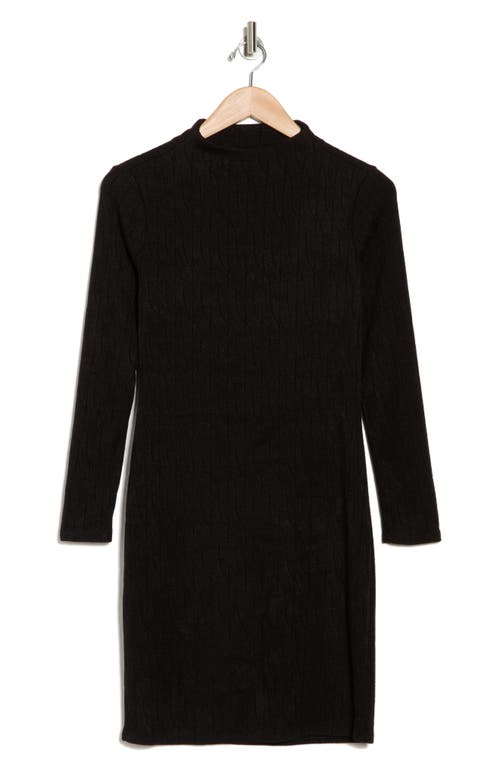 Shop Tash And Sophie Long Sleeve Jewel Neck Mini Sweater Dress In Black