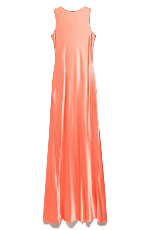 Shop Mango Draped Back Satin Maxi Dress In Bright Red