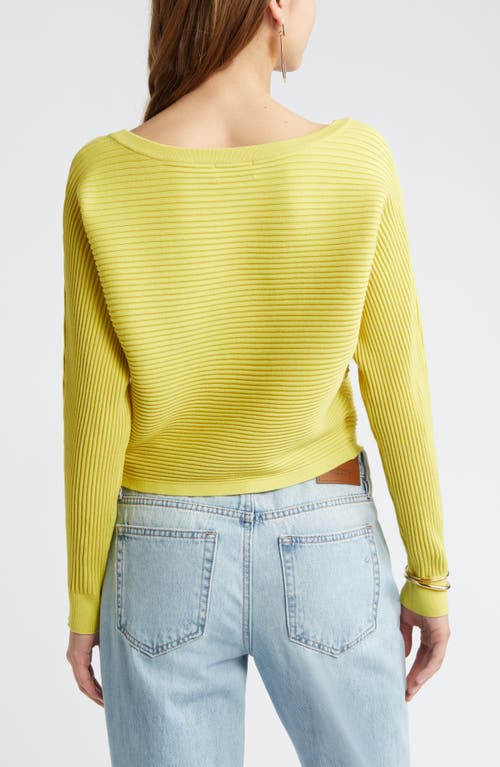 Shop Open Edit Luxe Sculpt Rib Dolman Sleeve Sweater In Yellow Celery