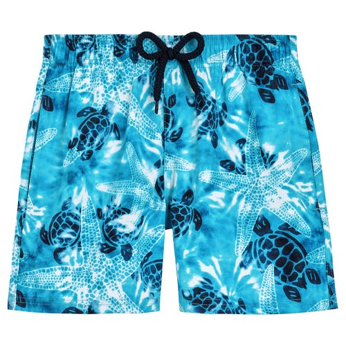 Shop Vilebrequin Kids' Swim Starlettes & Turtles Tie & Dye Stretch In Azur