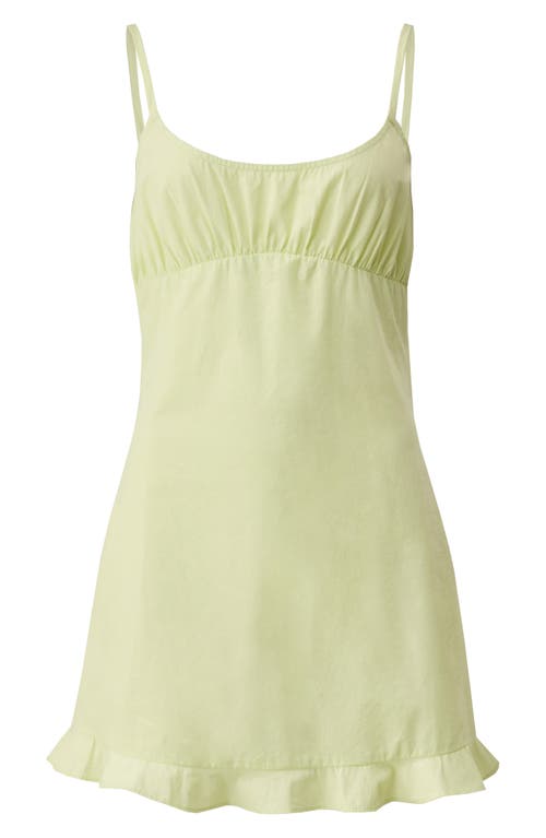 Shop Nasty Gal Ruffle Hem Open Back Cotton Minidress In Pistachio