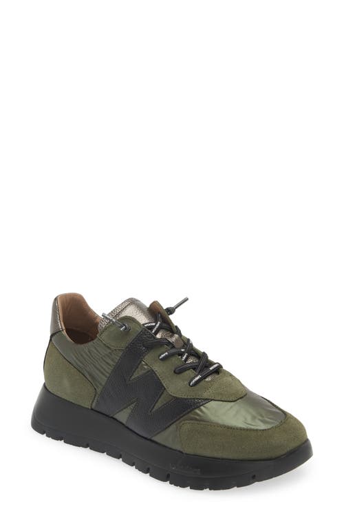 Wonders Oslo Khaki Metallic Suede & Nylon Trainers In Khaki Black Lead Combo