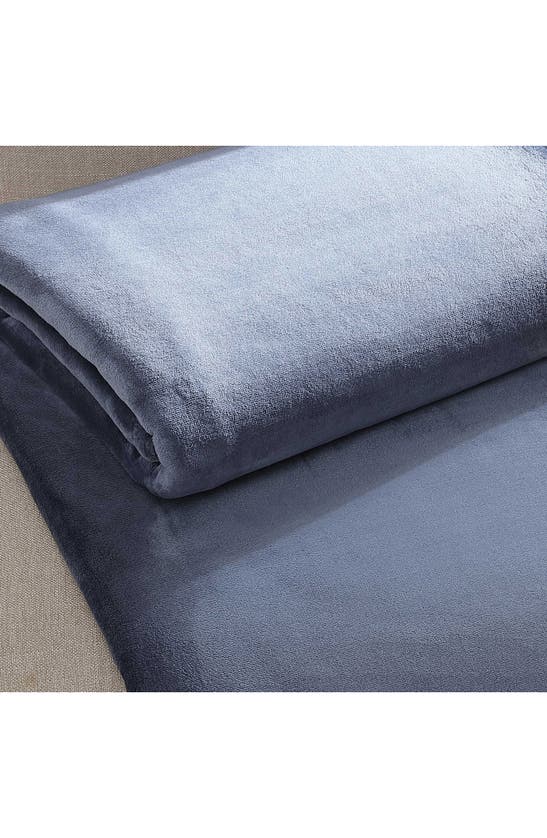 Shop Calvin Klein Core Plush Blanket In Slate B Lue