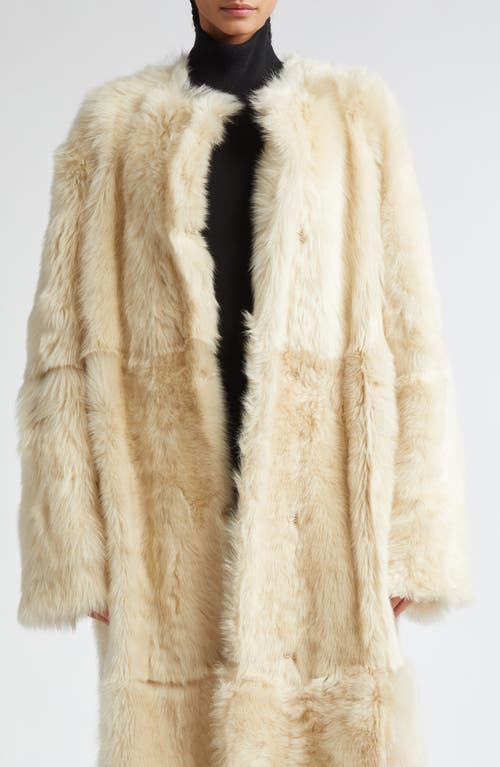 Totême Silky Shearling Long Coat In Eggnog