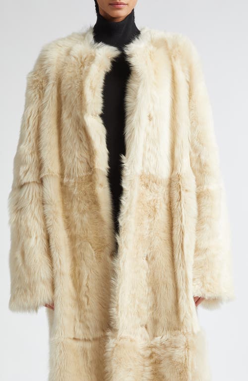 Shop Totême Toteme Silky Genuine Shearling Coat In Eggnog