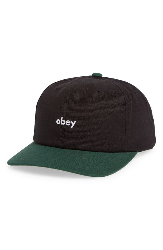 Obey Colorblock Logo Twill Baseball Cap In Black Multi