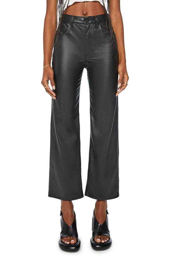 Mother The Undercover Faux Leather Wide Leg Pants In Black - Black
