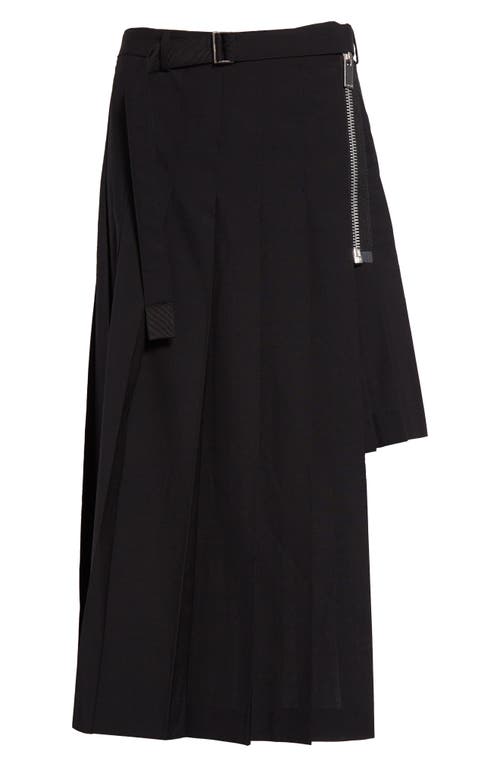 Shop Sacai Belted Suiting Skirt In Black