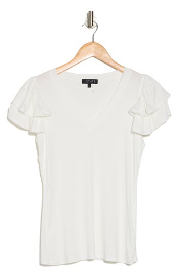 1.state Flutter Sleeve Rib Top In New Ivory