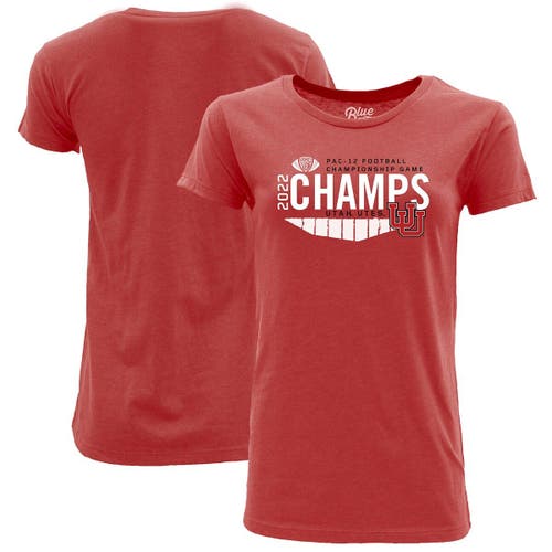 Women's Blue 84 Red Utah Utes 2022 PAC-12 Football Conference Champions Locker Room T-Shirt