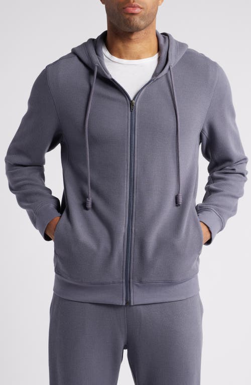 Shop Daniel Buchler Waffle Texture Zip Hoodie In Grey