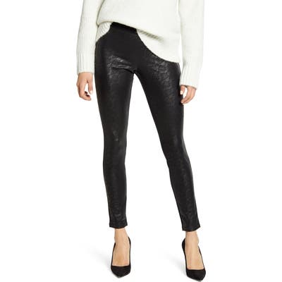 Hue Illusion Lace & Ponte Leggings, Black
