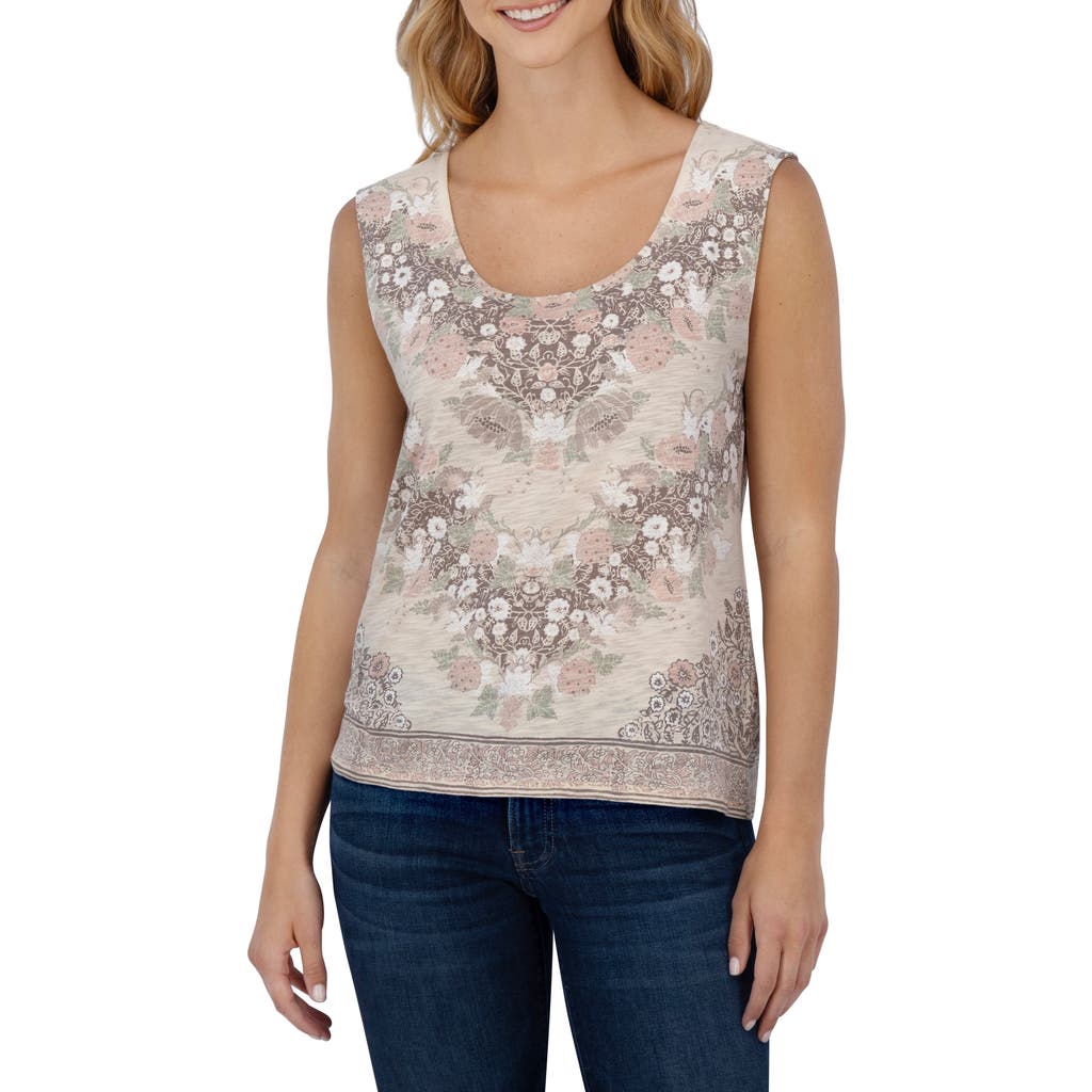 LUCKY BRAND LUCKY BRAND FLORAL SCOOP NECK TANK