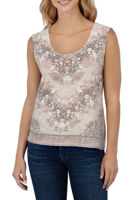LUCKY BRAND LUCKY BRAND FLORAL SCOOP NECK TANK 