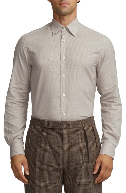 Ralph Lauren Purple Label Houndstooth Cotton Twill Button-up Shirt In Neutral