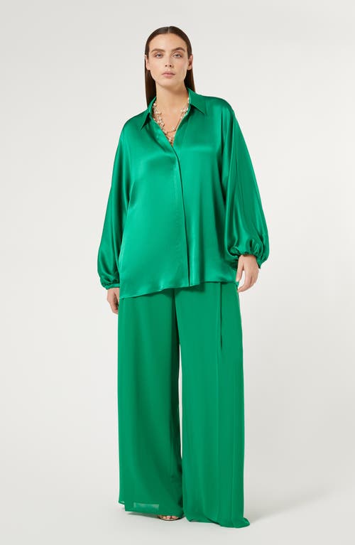 Shop Marina Rinaldi Acanto Satin Shirt In Green