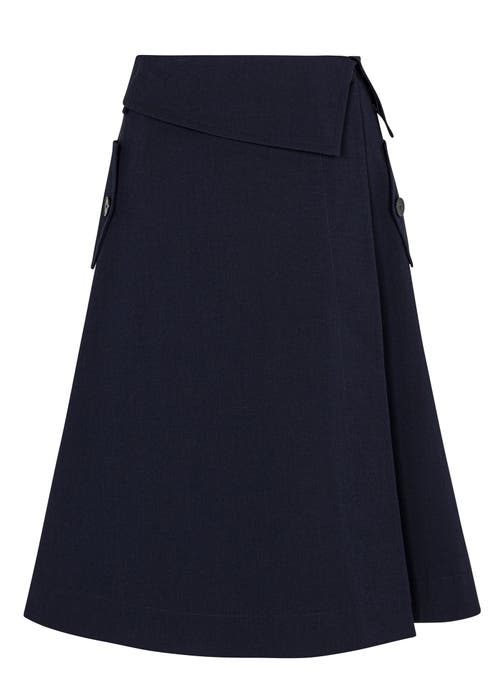 Shop Rebecca Taylor Refined Sateen Foldover Wrap Skirt In Dark Navy