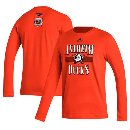 Men's adidas Orange Anaheim Ducks Reverse Retro 2.0 Fresh Playmaker Long Sleeve T-Shirt in Black