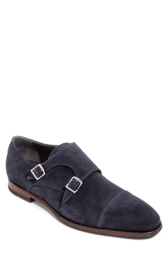 Shop To Boot New York Addison Double Monk Strap Shoe In Blue Suede