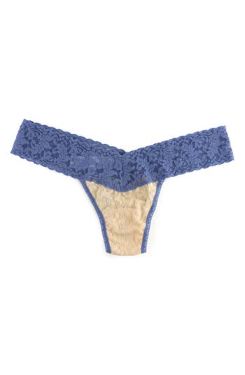 Shop Hanky Panky Signature Lace Low Rise Thong In Chai/purple