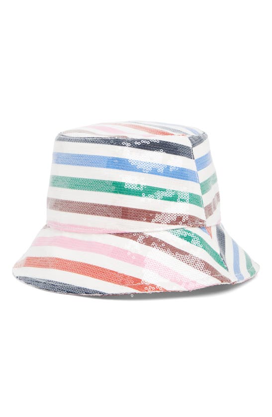Kate Spade Adventure Stripe Sequin Bucket Hat In Cream Multi