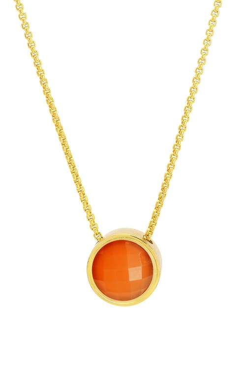 Dean Davidson Signature Checkered Semiprecious Stone Pendant Necklace in Orange Onyx/Gold