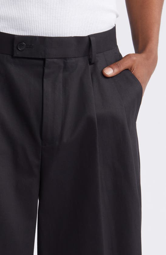 Shop Topman Cotton Wide Leg Trousers In Black