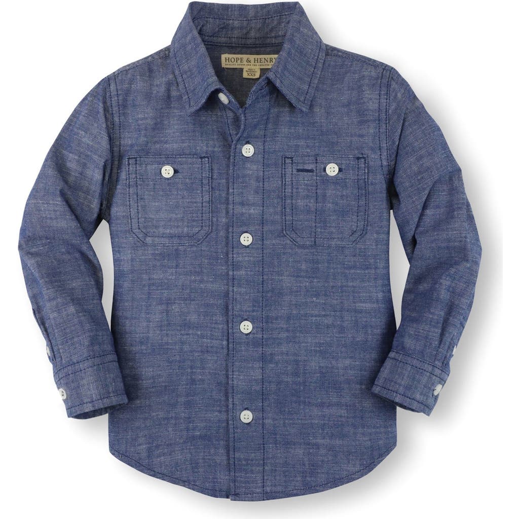 Hope & Henry Boys' Organic Chambray Shirt, Kids In Blue Chambray