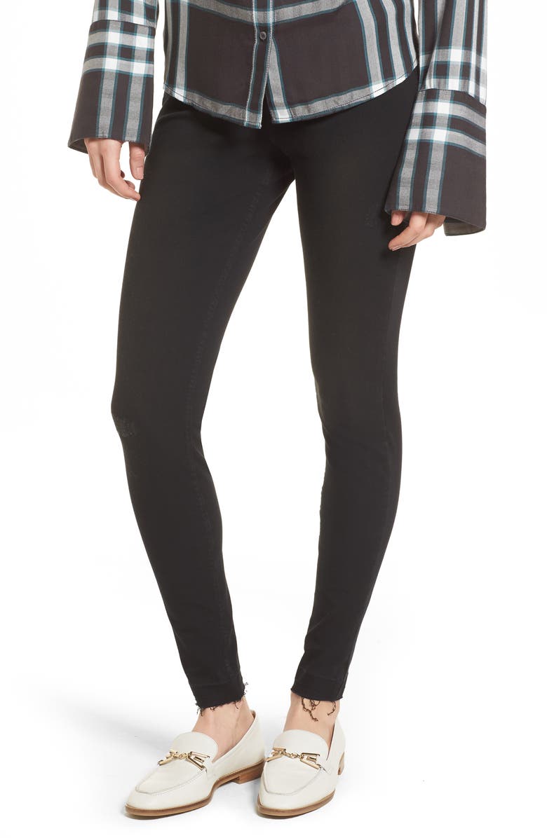 HUE Selvedge Edge Denim Leggings, Main, color, Black