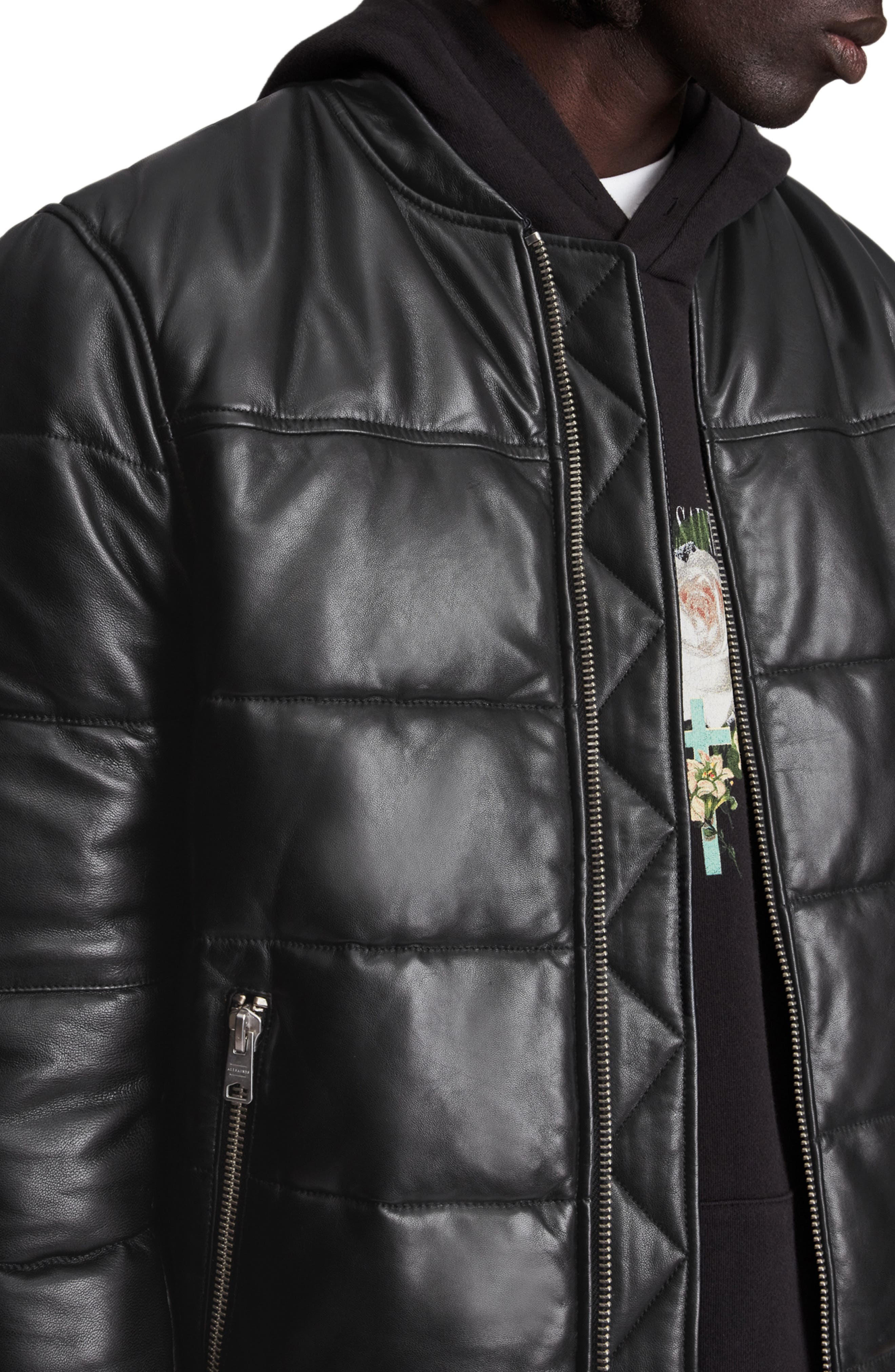 AllSaints Russel Leather Puffer Jacket 