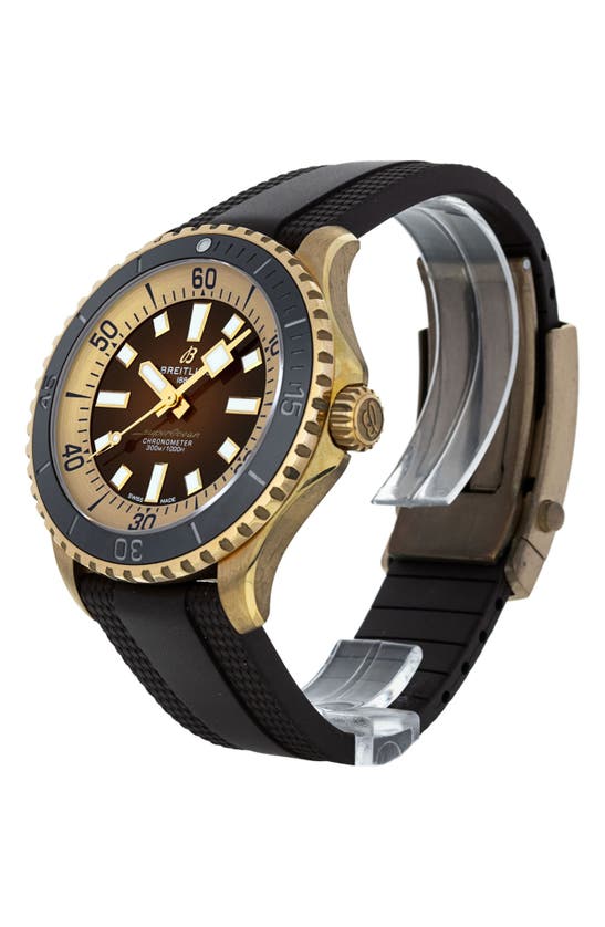 Shop Watchfinder & Co. Breitling  Superocean Automatic 44 N17376 Rubber Strap Watch, 44mm In Black / Gold