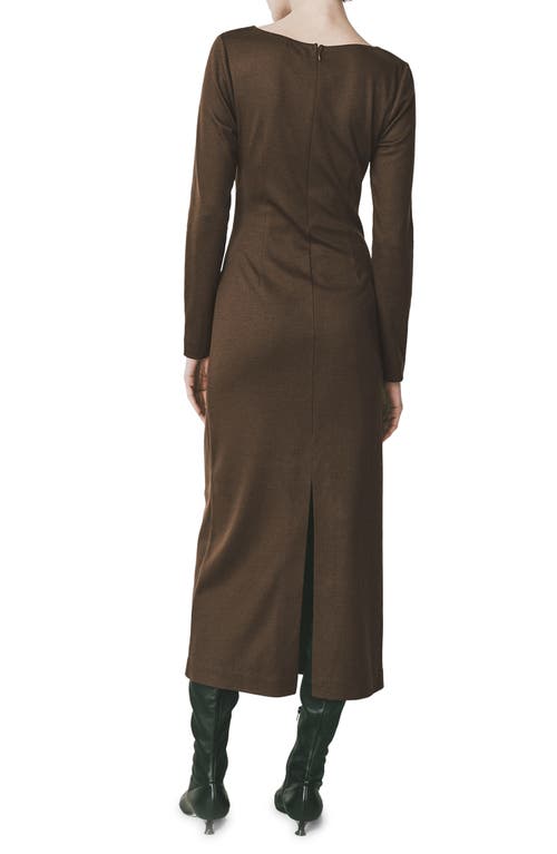 Shop Rue Sophie Lenoir Long Sleeve Wool Blend Maxi Dress In Russet