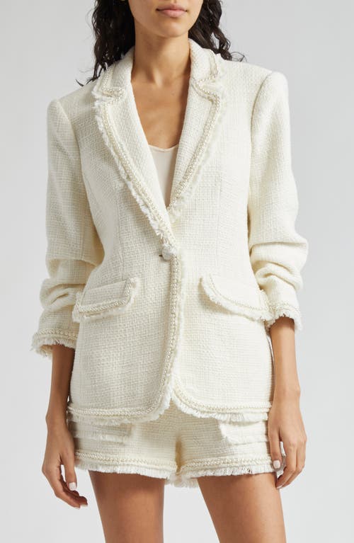 Cinq à Sept Khloe Imitation Pearl Cotton Tweed Blazer Ivory at Nordstrom,