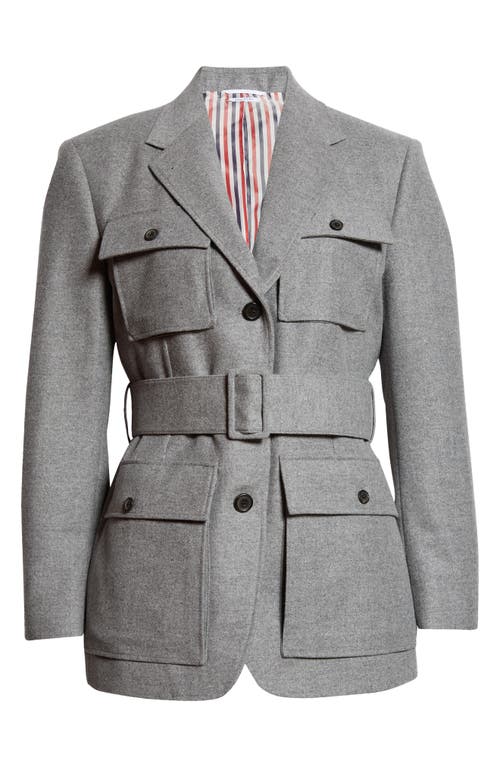 Thom Browne Wool Flannel Safari Jacket In Light Grey
