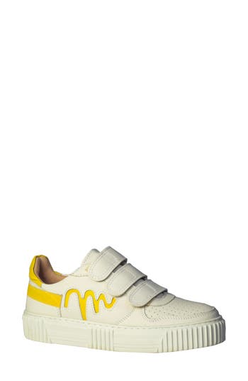Shop Sandro Moscoloni Michelle Triple Strap Platform Sneaker In White/yellow