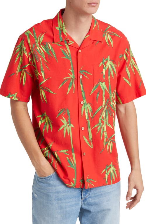 Quiksilver DNA Bamboo Island Print Short Sleeve Button-Up Shirt in Salsa Dna Aop Better 