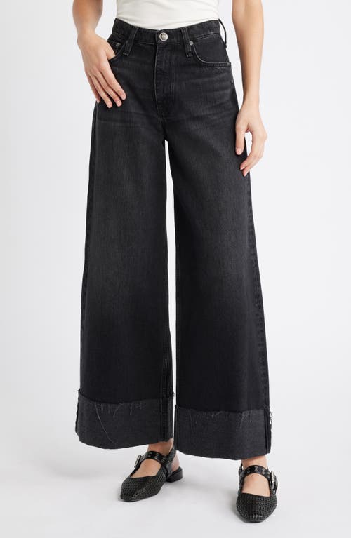 Rag & Bone Sofie Cuffed High Waist Wide Leg Jeans In Black
