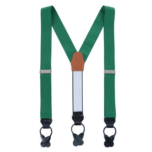 Trafalgar Big & Tall Phoenix 38mm Grosgrain Non Stretch Ribbon Button End Suspenders In Dark Green