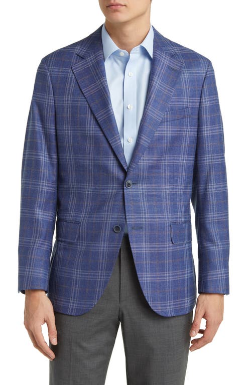 Tailored Fit Plaid Wool Blend Sport Coat in Blue