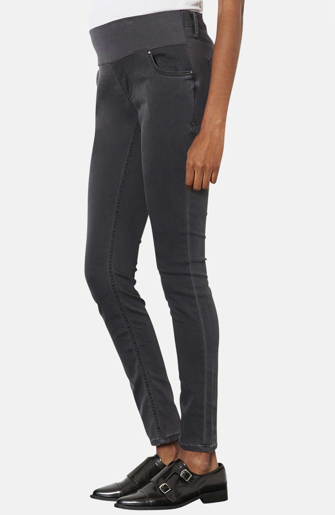 Moto 'Leigh' Skinny Maternity Jeans (Grey) (Regular & Short