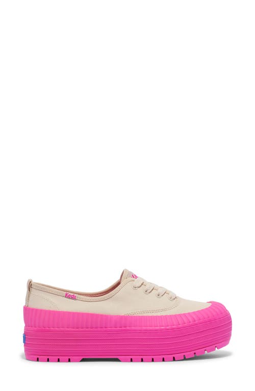 Keds Women's The Platform Lug Weatherized Splash Canvas Canvas Sneakers In Oatmeal/pink