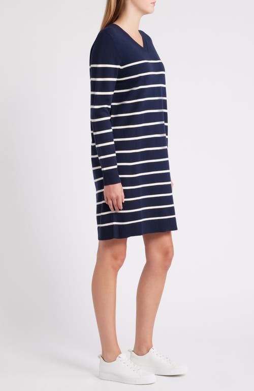 CASLONR CASLON(R) STRIPE LONG SLEEVE SWEATER DRESS 