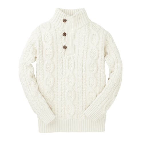 Hope & Henry Boys' Organic Mock Neck Cable Sweater, Kids In Soft White