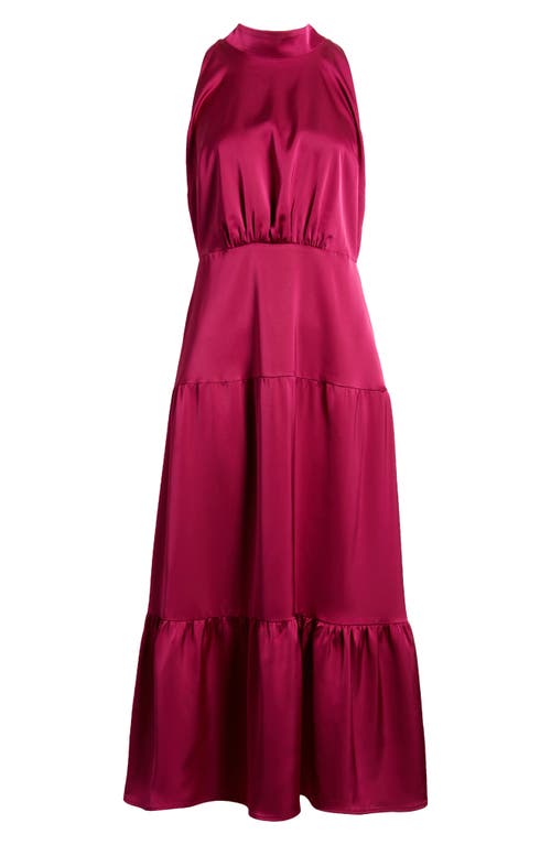 Shop Sam Edelman High Neck Sleeveless Satin Dress In Berry