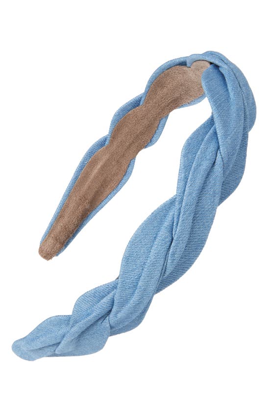 Tasha Skinny Braided Headband In Blue