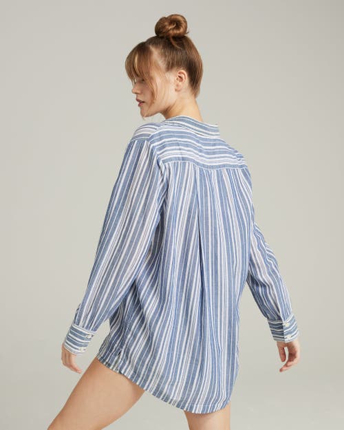 Shop Nudea The Midi Shirt In Navy Blue Stripe