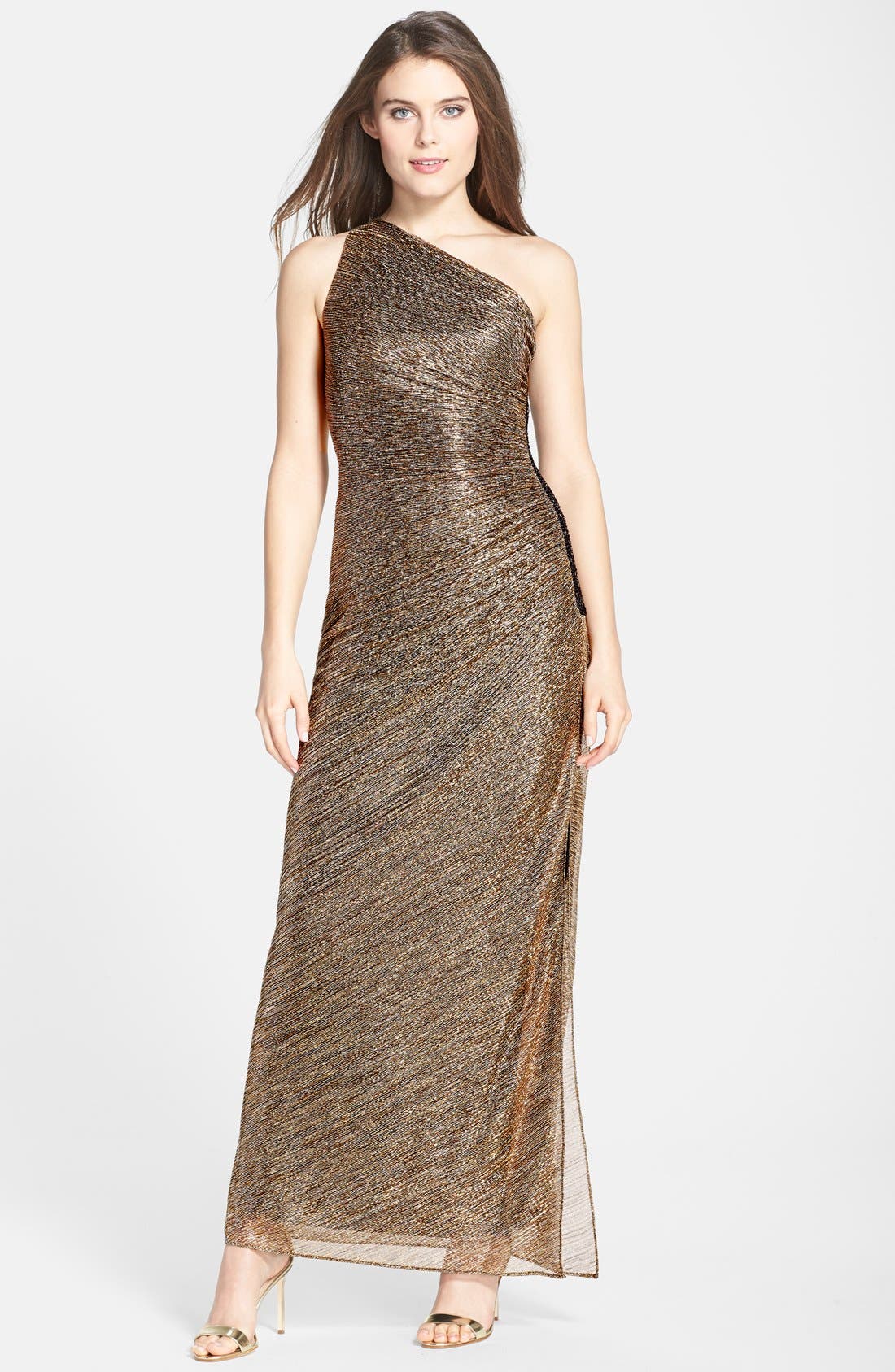 Laundry by Shelli Segal Metallic OneShoulder Gown Nordstrom