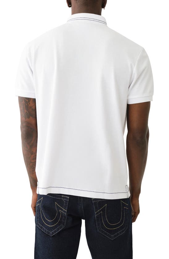 Shop True Religion Brand Jeans Relaxed Fit Big T Embroidered Polo In Optic White