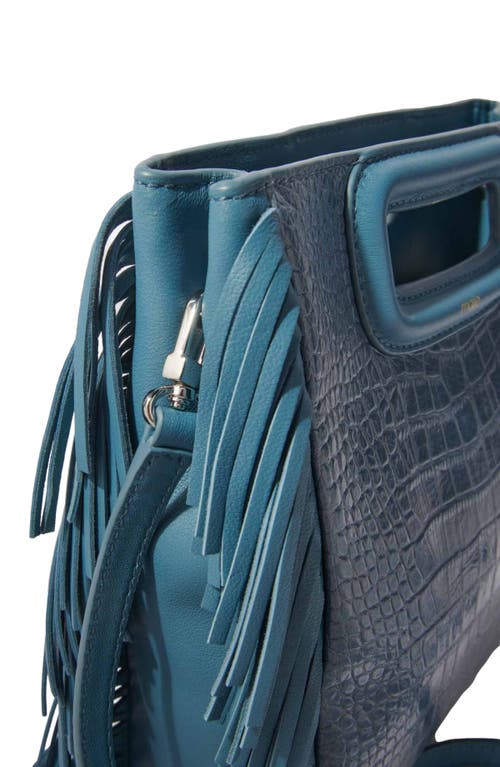 Shop Maje Mock Croc M Bag In Blue/grey